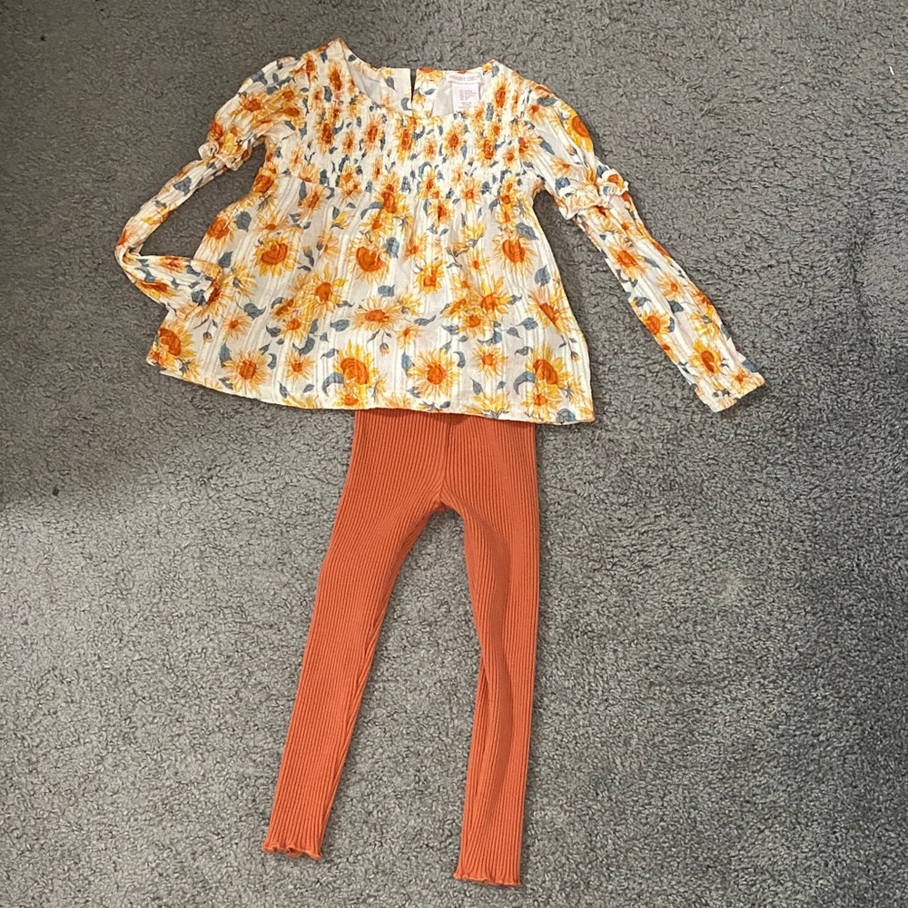 Shabby Chic Floral Top with Orange Accents